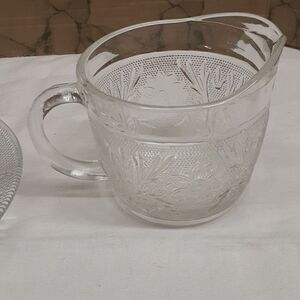 vintage MCM Anchor Hocking Depression Sandwich glass creamer